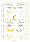 1Sheet Gold silver Face Tattoo Waterproof Bronzing Freckles Make Up Body Art Flash tattoo Sticker eye decals Bride tribe party