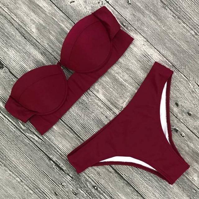 TeLaura 2018 Sexy Bikini Swimwear Women Swimsuit Push Up Bandage Bikini Set Hollow Out Beachwear Biquini Bathing Suit Female