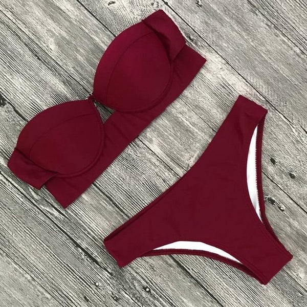 TeLaura 2018 Sexy Bikini Swimwear Women Swimsuit Push Up Bandage Bikini Set Hollow Out Beachwear Biquini Bathing Suit Female