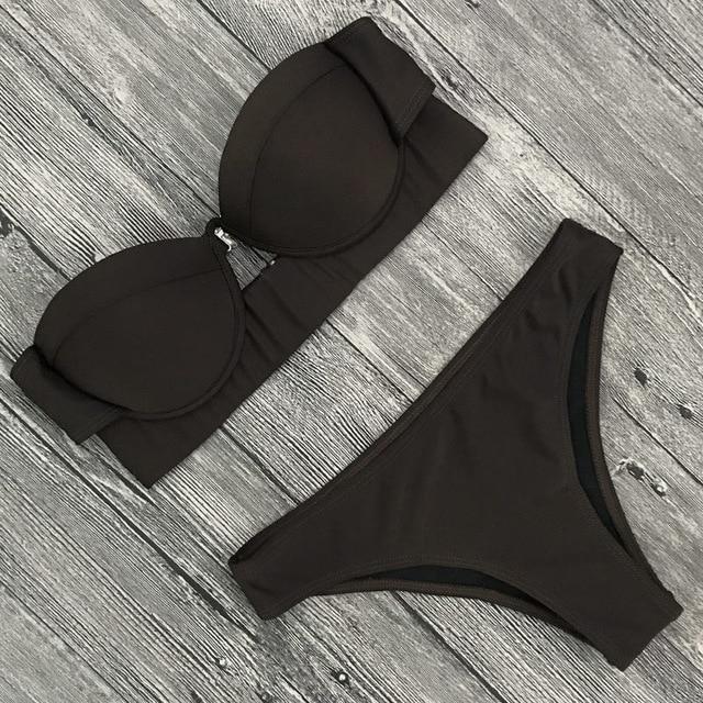 TeLaura 2018 Sexy Bikini Swimwear Women Swimsuit Push Up Bandage Bikini Set Hollow Out Beachwear Biquini Bathing Suit Female