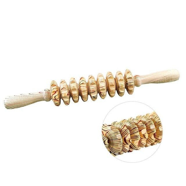 9-Wheel Wooden Abdomen Massager Multifunctional Fitness Accessories Roller Stick Muscle Relax Tool Neck Back Leg Massage Tool