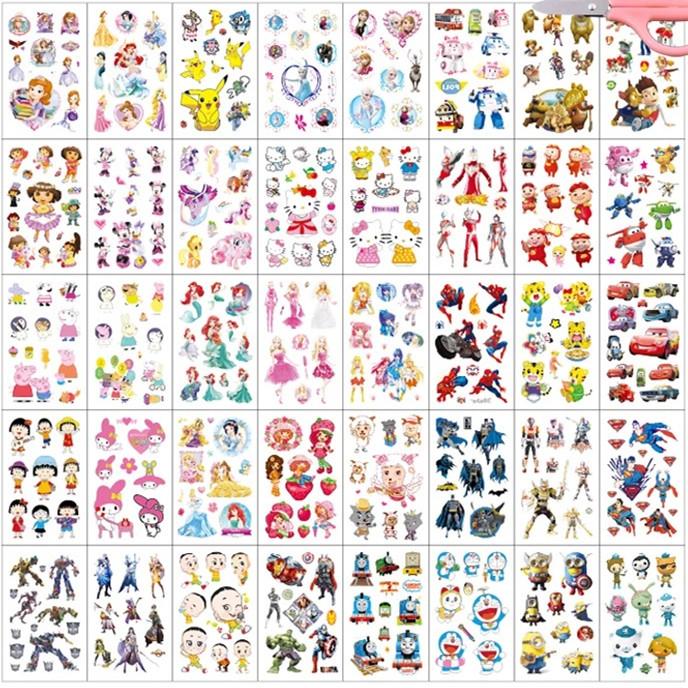 40pcs/set Waterproof Temporary Tattoo Body Art Cute Carton Pattern Print Beauty for Kids Women Fake Tattoo