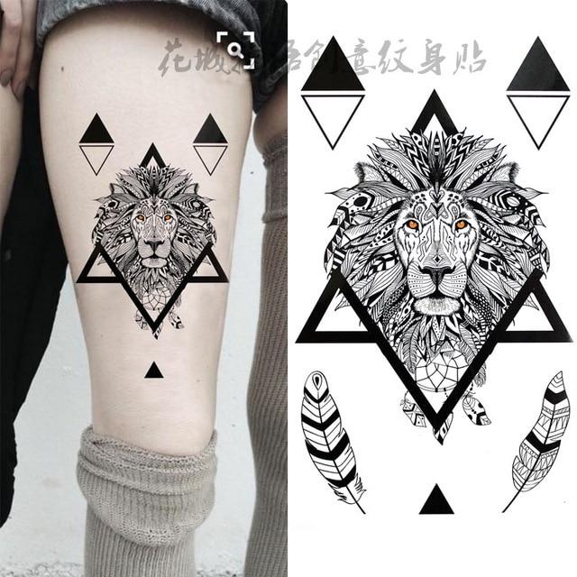 Black big flower Body Art Waterproof Temporary Sexy thigh tattoos rose For Woman Flash Tattoo Stickers 10*20CM KD1050