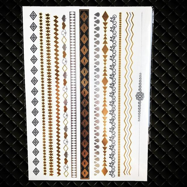 Gold Sun Silver Moon Temporary Tattoo Stickers Women Kids Body Art Star Feather Golden Metallic Water Transfer Flash Tatoo Child