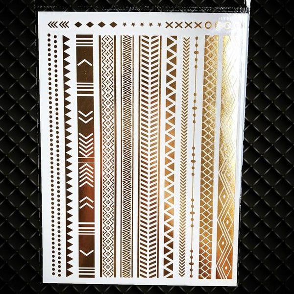 Gold Sun Silver Moon Temporary Tattoo Stickers Women Kids Body Art Star Feather Golden Metallic Water Transfer Flash Tatoo Child