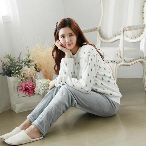 Autumn Winter Women Pajamas Sets Coral Fleece Sleepwear Warm Bathrobe Nightgowns Kimono Pyjamas Home Clothes Coral Fleece