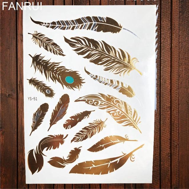 Sexy Sun Moon Star Temporary Tattoo Women Party Body Arm Art Fake Flash Tatoos Gold Metallic Tattoo Stickers Girl Bracelet Wrist