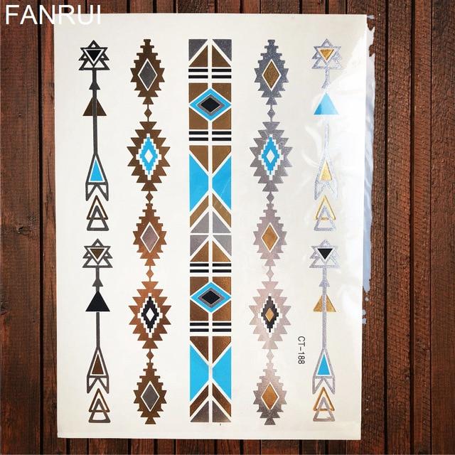 Sexy Sun Moon Star Temporary Tattoo Women Party Body Arm Art Fake Flash Tatoos Gold Metallic Tattoo Stickers Girl Bracelet Wrist