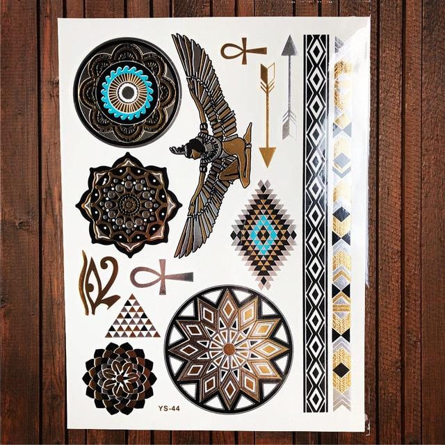 Sexy Sun Moon Star Temporary Tattoo Women Party Body Arm Art Fake Flash Tatoos Gold Metallic Tattoo Stickers Girl Bracelet Wrist