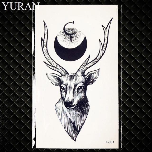 Black Round Planet Moon Elk Earth Water Transfer Tattoo Flower Women Kids Temporary Tattoo Sticker Mountain Fake Tatoo Men Decal