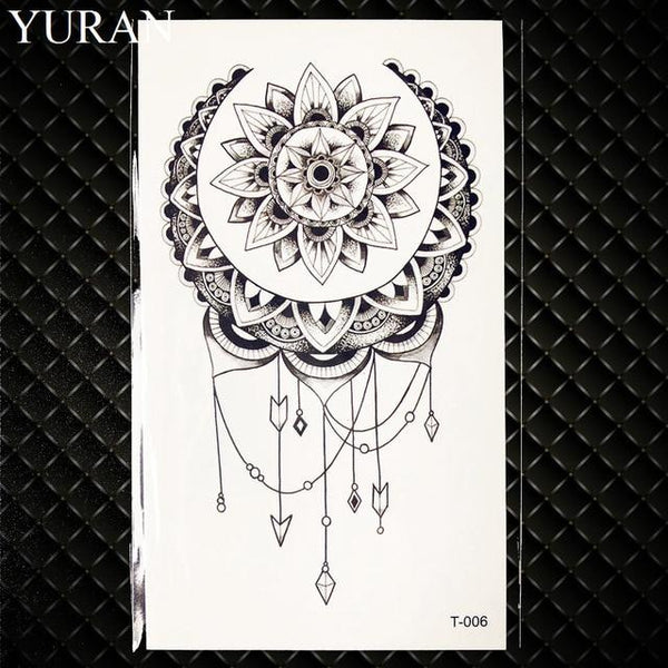 Black Round Planet Moon Elk Earth Water Transfer Tattoo Flower Women Kids Temporary Tattoo Sticker Mountain Fake Tatoo Men Decal