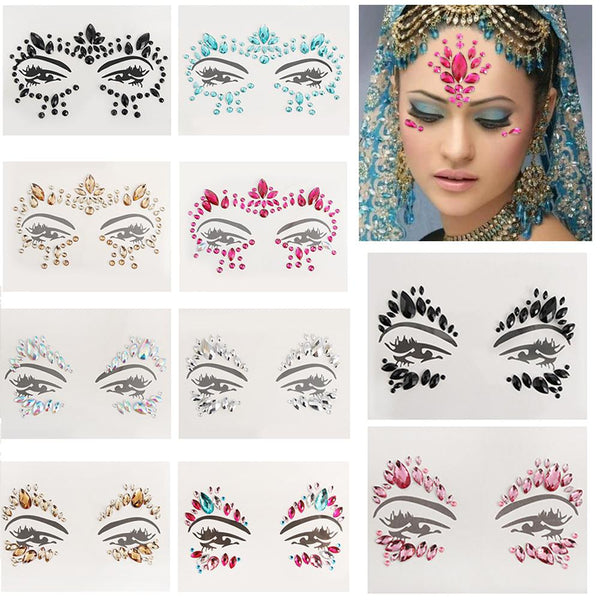 Adhesive Face Gems Rhinestone Temporary Tattoo Jewels Festival Party Body Glitter Stickers Makeup Temporary Tattoos Stickers