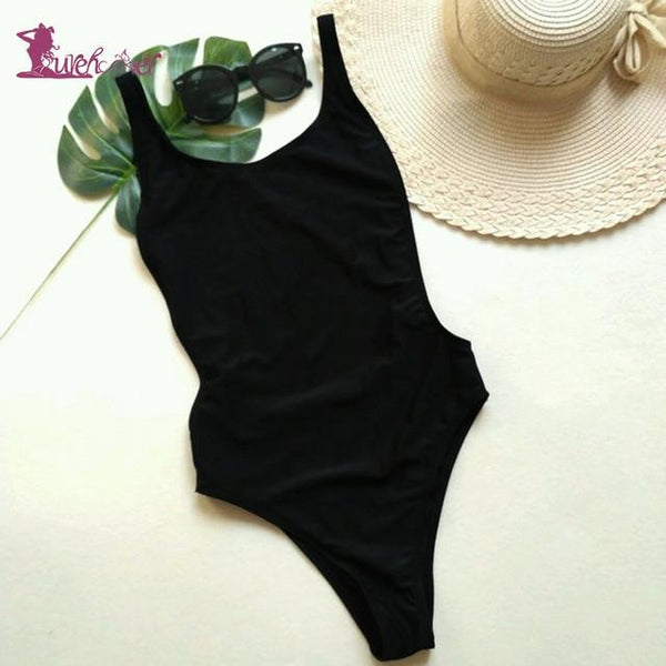 Lurehooker Sexy Halter One Piece Swimsuit Solid Thong Bodysuits Swimwear Wire Free Beach Bathing Suit Swimwears Women Push Up