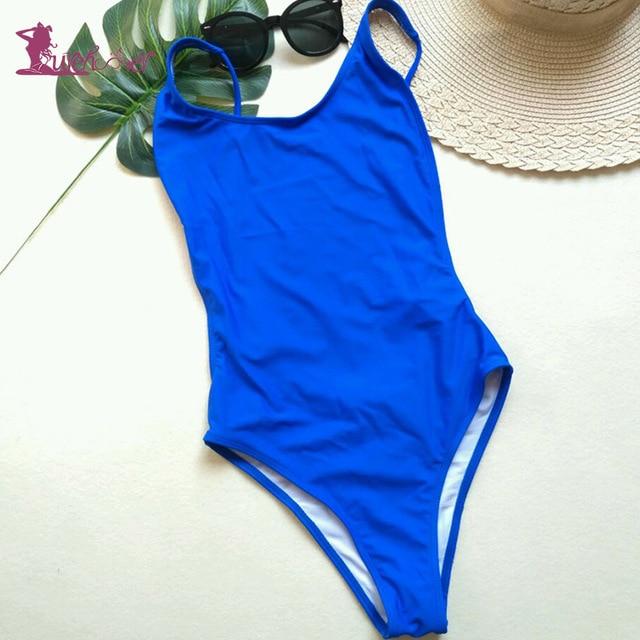 Lurehooker Sexy Halter One Piece Swimsuit Solid Thong Bodysuits Swimwear Wire Free Beach Bathing Suit Swimwears Women Push Up