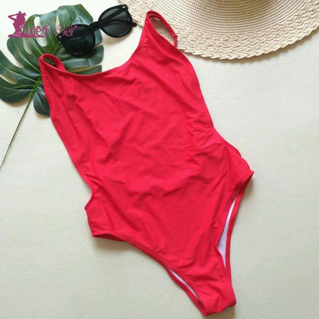 Lurehooker Sexy Halter One Piece Swimsuit Solid Thong Bodysuits Swimwear Wire Free Beach Bathing Suit Swimwears Women Push Up