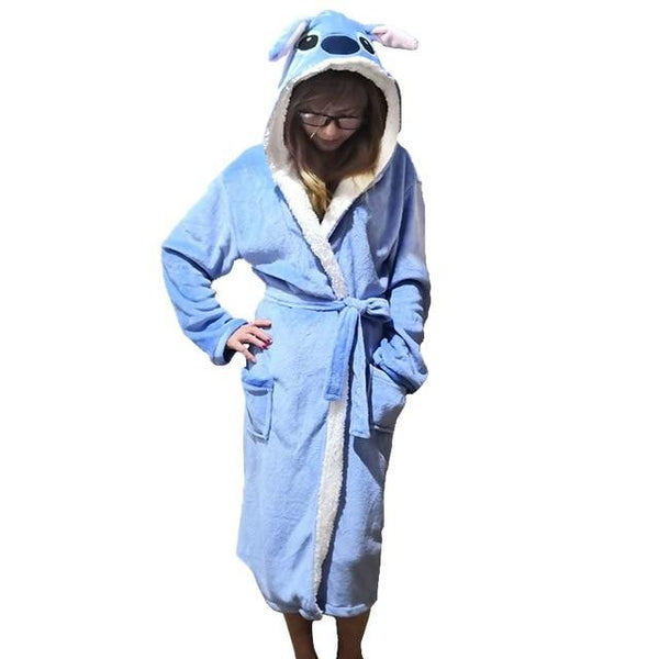 Unisex Animal Sleepwear Robe Sleep Cute Nightgown unicorn Stich night robe Bathrobe Winter Homewear Dressing Gowns For Women Men