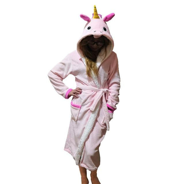 Unisex Animal Sleepwear Robe Sleep Cute Nightgown unicorn Stich night robe Bathrobe Winter Homewear Dressing Gowns For Women Men