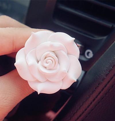 Car Ornament Camellia Perfume Clip Air Freshener Auto Air Condition Vent Perfume Balsam Balm Fragrance Auto Flower Decoration