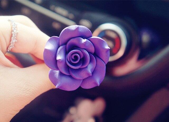 Car Ornament Camellia Perfume Clip Air Freshener Auto Air Condition Vent Perfume Balsam Balm Fragrance Auto Flower Decoration
