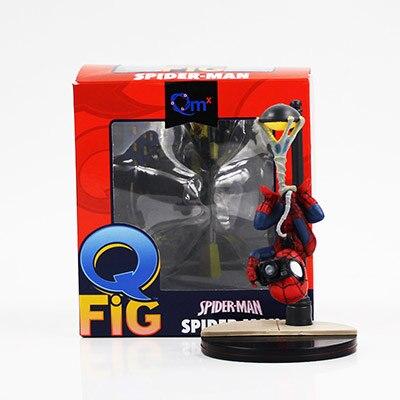 14cm Spiderman Figure Toys Q Fig Taking Photo Spider Man PVC Action Figure Cute Model Toys Best Gifts For Kids Free Shipping