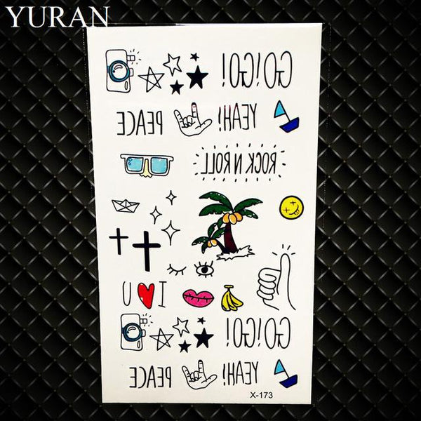 Hot Small Sexy Lips Leaf Black Cartoon Temporary Tattoo Cute Star Tattoo Sticker Love Women Body Finger Art Waterproof Tatoo Kid