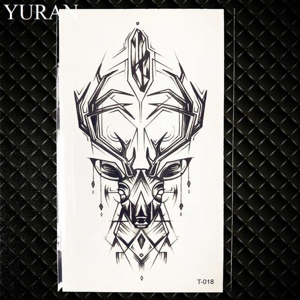 Geometry Cat Elk Wolf Temporary Tattoo Women Body Arm Water Transfer Tattoo Men Makeup Tatto Sticker Bracelet Deer Animal Zoo