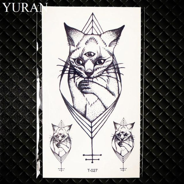 Geometry Cat Elk Wolf Temporary Tattoo Women Body Arm Water Transfer Tattoo Men Makeup Tatto Sticker Bracelet Deer Animal Zoo