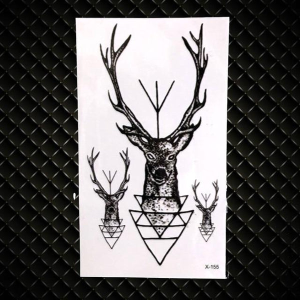 Geometry Cat Elk Wolf Temporary Tattoo Women Body Arm Water Transfer Tattoo Men Makeup Tatto Sticker Bracelet Deer Animal Zoo