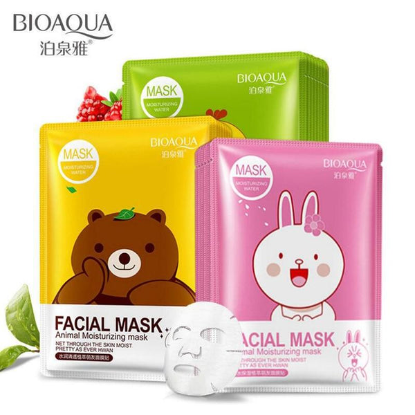 BIOAQUA Cartoon Animal Moisturizing Face Facial Mask Fresh Anti-Acne Plant Extract Oil Control Hydrating 3 Colors