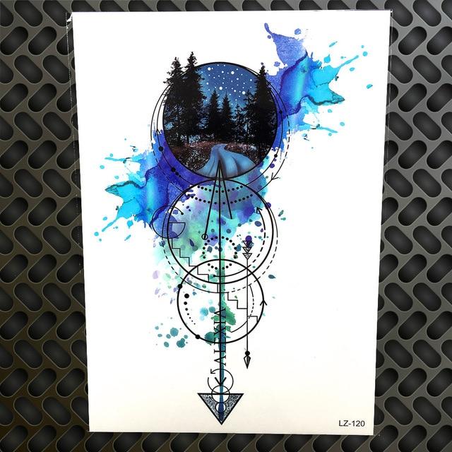 Black Diamond Geometry Owl Temporary Tattoo Sticker WOmen Fake Henna Waterproof Tattoo Decals 21*15CM Crystal Body Art ARm Tatoo