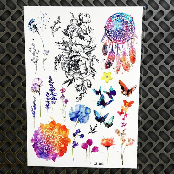 Black Diamond Geometry Owl Temporary Tattoo Sticker WOmen Fake Henna Waterproof Tattoo Decals 21*15CM Crystal Body Art ARm Tatoo