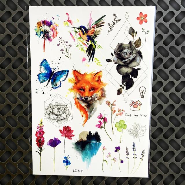Black Diamond Geometry Owl Temporary Tattoo Sticker WOmen Fake Henna Waterproof Tattoo Decals 21*15CM Crystal Body Art ARm Tatoo