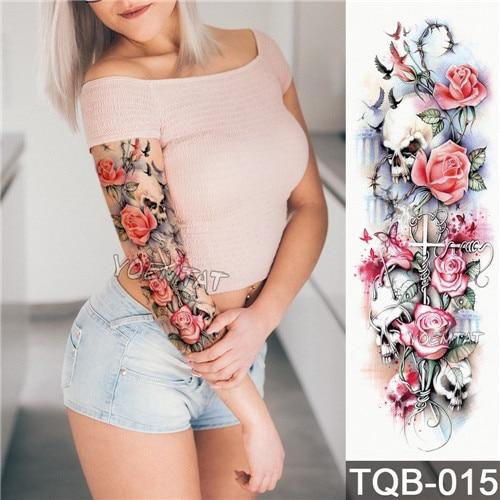 Large Arm sleeve Tattoo Waterproof temporary tattoo Sticker Skull Angel rose lotus Men Full Flower Tatoo Body Art tatto girl