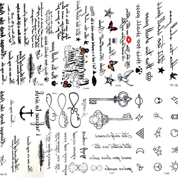 Sexy Feather Words Black Letter Temporary Tattoo Girl Finger Body Arm Art Drawings Tattoo Sticker Men Makeup Hand Tatoo Children