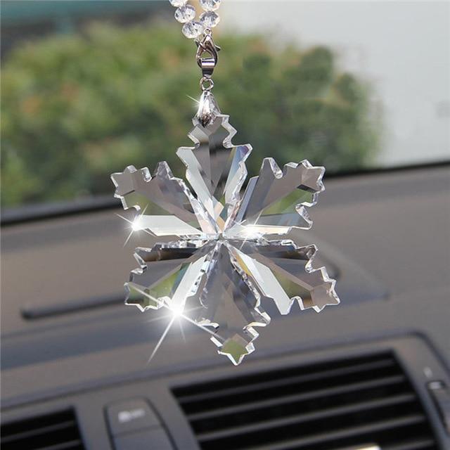 Car Pendant Transparent Crystal Snowflakes Decoration Suspension Ornaments Sun Catcher Snowflake Hanging Trim Christmas Gifts