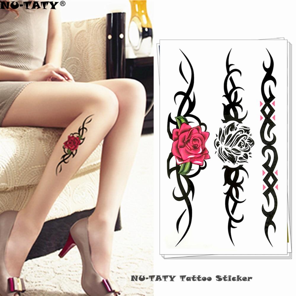 Nu-TATY Rose Chain Temporary Tattoo Body Art Arm Flash Tattoo Stickers 17*10cm Waterproof Fake Henna Painless Tattoo Sticker