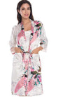 2 Piece Set Women Silk Peacock Kimono Robes Sexy Lingerie Women Wedding Party Bridesmaid Robe Satin Nightgown Bathrobe Pijam