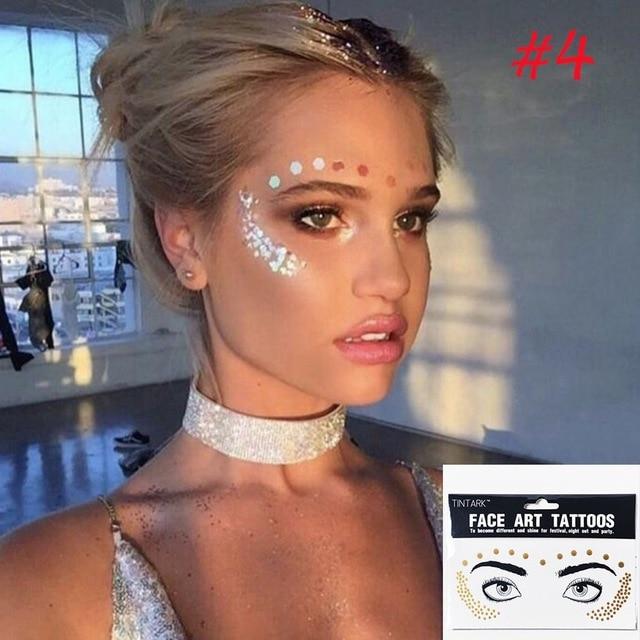 1PC Temporary Personality Fashion Disposable Gold Face Tattoo Stickers Waterproof Bronzing Beauty Freckles Makeup Flash Body Art