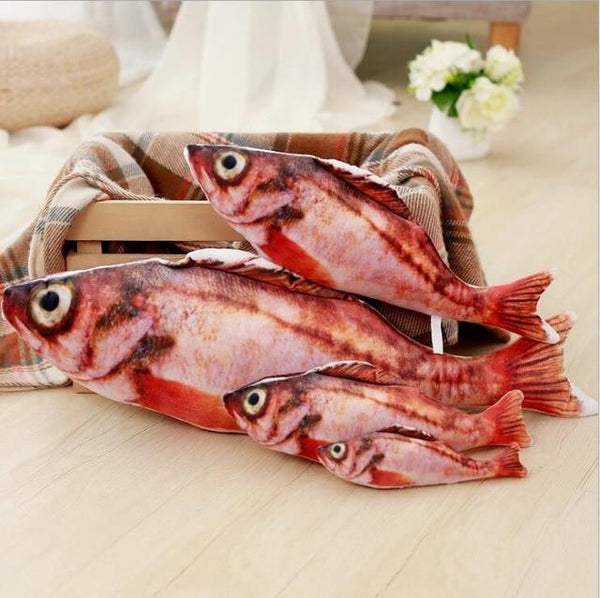 Plush Creative 3D Carp Fish Shape Cat Toy Gift Cute Simulation Fish Playing Toy For Pet Gifts Catnip Fish Stuffed Pillow Doll