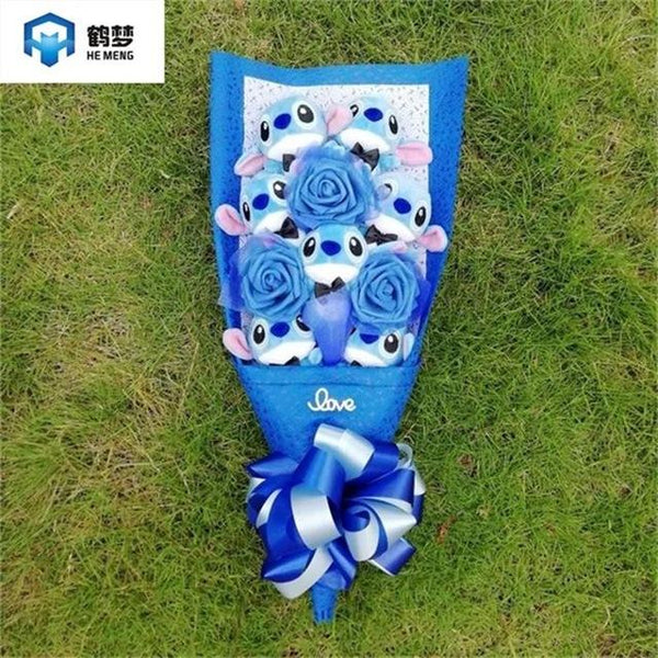 10 styles stitch plush toys with soap flower cartoon bouquets stitch stuffed animal creative gifts for Valentine's and birthday