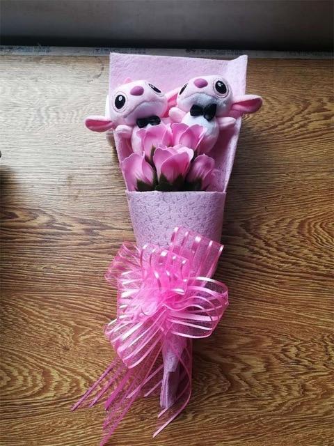 10 styles stitch plush toys with soap flower cartoon bouquets stitch stuffed animal creative gifts for Valentine's and birthday