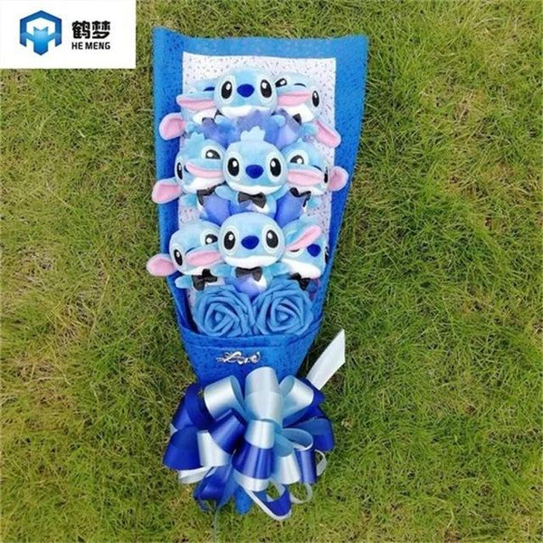 10 styles stitch plush toys with soap flower cartoon bouquets stitch stuffed animal creative gifts for Valentine's and birthday