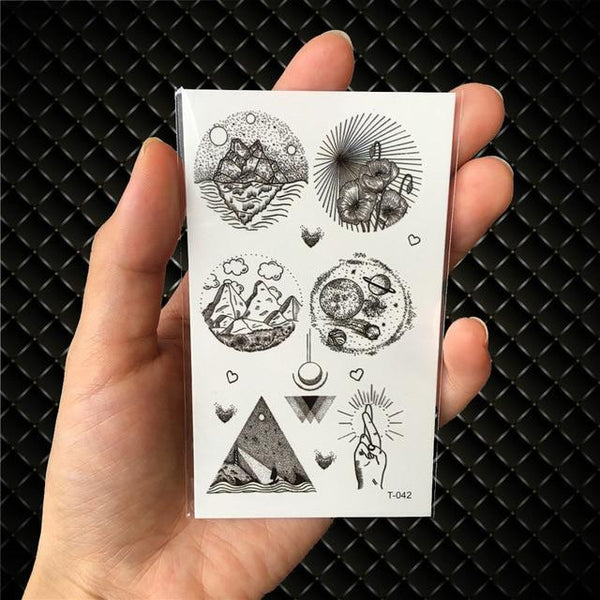 Geometry Cat Elk Wolf Temporary Tattoo Women Body Arm Water Transfer Tattoo Men Makeup Tatto Sticker Bracelet Deer Animal Zoo