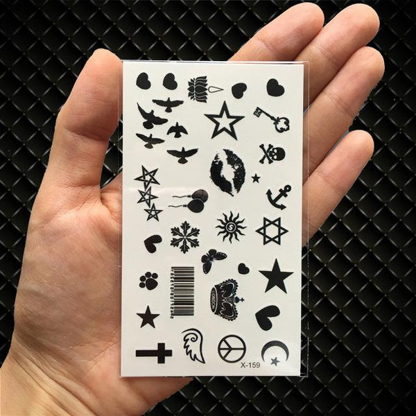 Hot Small Sexy Lips Leaf Black Cartoon Temporary Tattoo Cute Star Tattoo Sticker Love Women Body Finger Art Waterproof Tatoo Kid