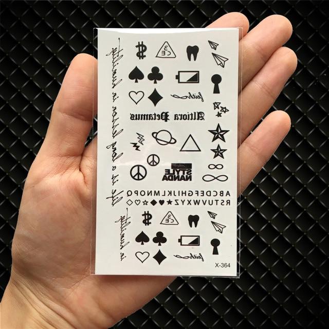 Hot Small Sexy Lips Leaf Black Cartoon Temporary Tattoo Cute Star Tattoo Sticker Love Women Body Finger Art Waterproof Tatoo Kid