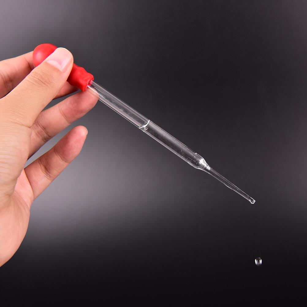 KICUTE 12cm 3ml Experiment Medical Pipette Dropper Transfer Pipette Clear Glass With Red Cap Rubber Laboratory Supplies