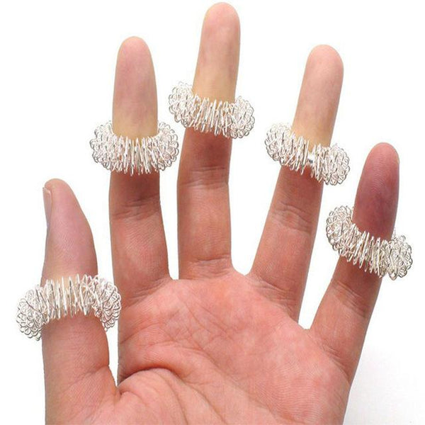 10Pcs Massage Acupuncture Finger Ring Health Care Tools Acupressure Hand Massager Help Sleep Relax Finger Fitness Accessories