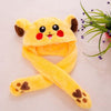 1pc 60cm Funny Pikachu and Rabbit Hat with Ears Moving Plush Toy Stuffed Soft Creative Hat Doll Cute Birthday Gift FOR Kids Girl