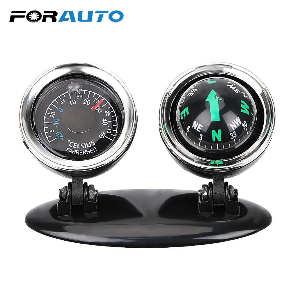 FORAUTO 2 in 1 Car Ornaments Compass Thermometer Guide Ball Direction Dashboard Ball Vehicle Automotive Accessories Car-styling