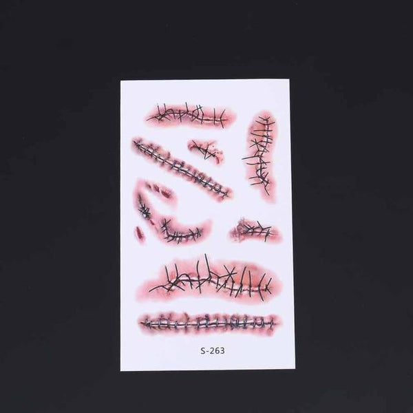 TOMTOSH New 2017 Waterproof Temporary Tattoo Sticker Halloween Terror Wound Realistic Blood Injury Scar Fake Tattoo Sticker